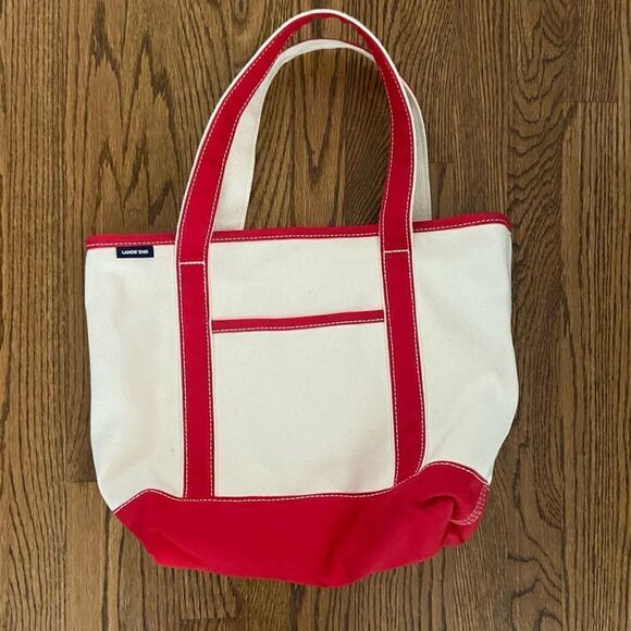 Lands’ End Christmas canvas boat tote bag with embroidered doves - Picture 3 of 5